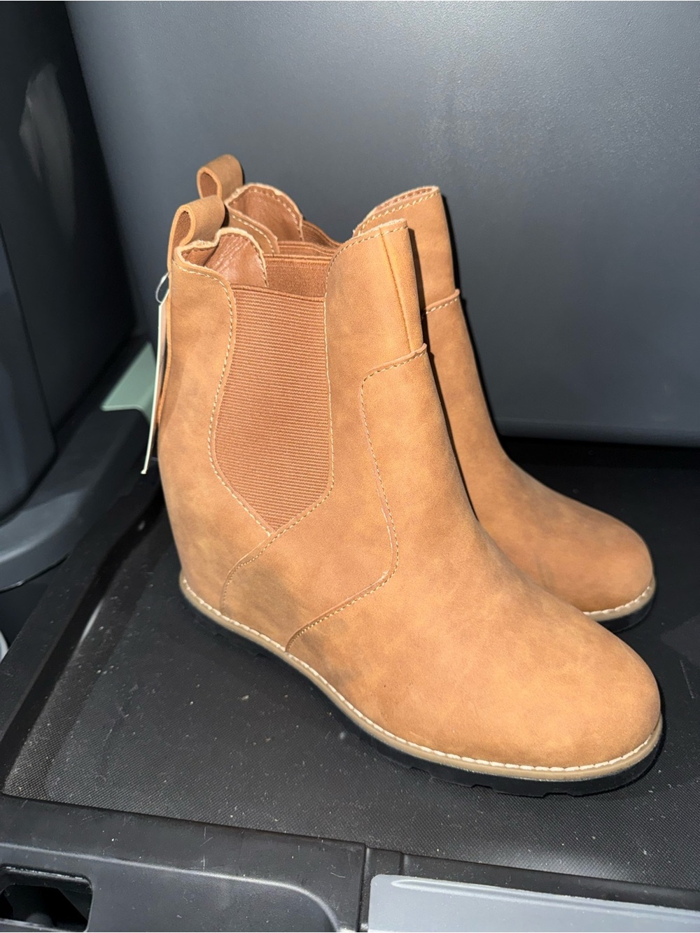 Mossimo Supply Co. Tan Wedge Chelsea Booties